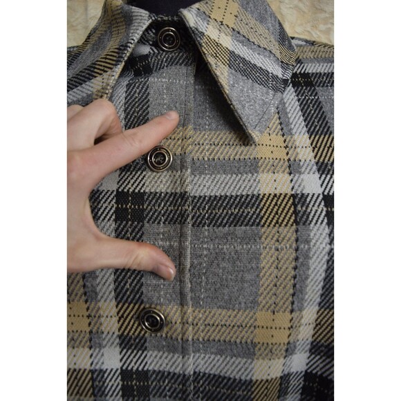 VTG 70s JOYCE Plaid Cape Coat Poncho Sherlock Plaid Twee Gray Collared Button Up - Picture 5 of 10
